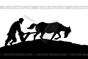 Силуэт крестьянина - изображение в векторном виде