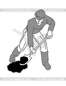 Man with shovel - vector clipart