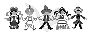 Dancing children silhouette illustra - vector clipart