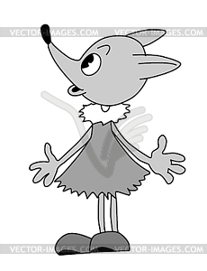 Drawing of the small fox illustrati - white & black vector clipart