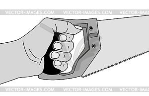 Saw in hand - vector image
