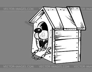 Dog in kennel - vector clip art