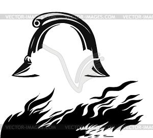 Fire and fireman helmet - vector image