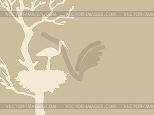 Crane in jack on brown background - vector clip art