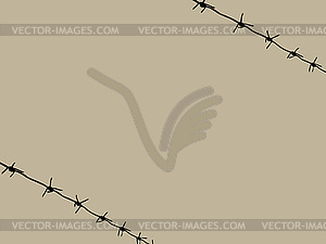 Barbed wire on brown background - vector clip art