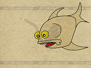 Mad fish on grunge background - vector clipart