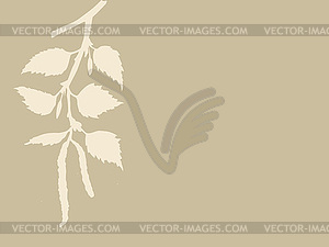 Birch branch on brown background, - vector image