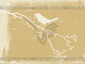 Bird silhouette on grunge background - vector clip art