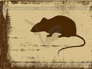 Rat silhouette on grunge background, - vector clip art