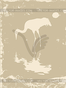 Crane silhouette on grunge background, - vector image
