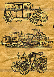 Drawings on old paper - vector clipart