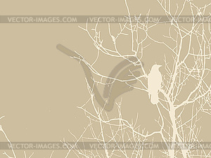 Crow silhouette on brown background, - vector image