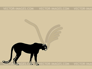 Black cheeta on brown background - vector clip art