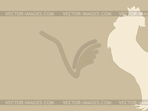 Cock silhouette on brown background - vector image