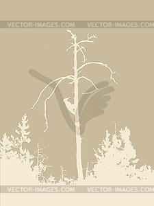 Wood silhouette on brown background - vector clip art