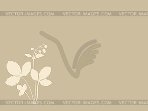 Strawberries silhouette on brown background - vector image