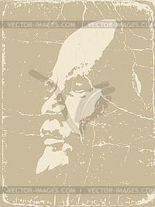 Lenin silhouette on brown background, - vector clipart