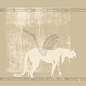 Cheeta silhouette on brown background, - vector clipart