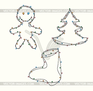 Christmas lights figures - vector clipart