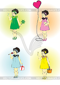 Little girls - vector image