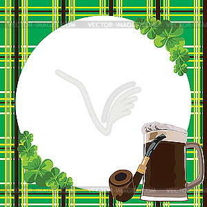 Frame with clover and beer - vector image