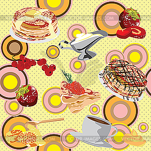 Pancake breakfast background - vector image