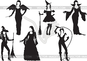 Silhouettes of girls - vector clipart