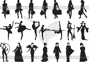 Silhouettes of women - vector image