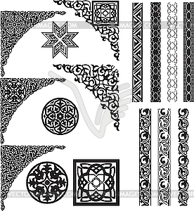 Arabic ornament corners and dividers - vector image