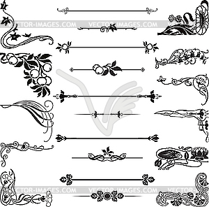 Art Nouveau ornament corners and dividers - vector EPS clipart