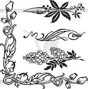 Art Nouveau corners and ornaments - vector clip art