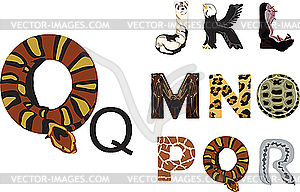 Abc of wild animals - royalty-free vector clipart