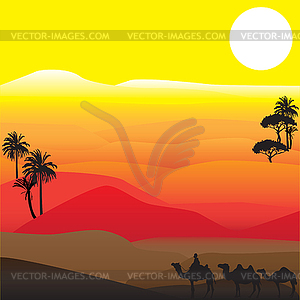 Silhouettes of African desert - vector clip art