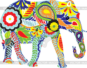 Elephant with Indian patterns - vector clip art