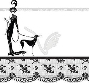 Frame with lace and girl - vector clipart