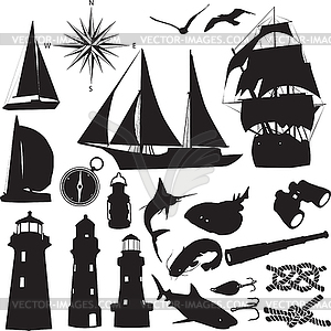 Marine silhouettes - vector EPS clipart