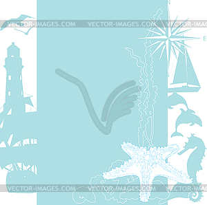 Sea background with silhouettes - vector clip art