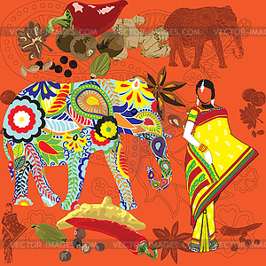 Seamless background with Indian symbols - vector clipart