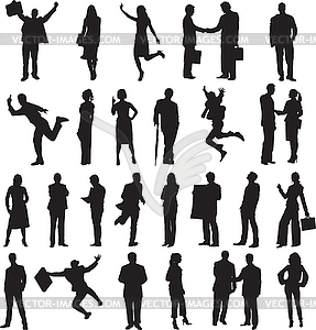 Set of silhouettes of business people - vector clip art