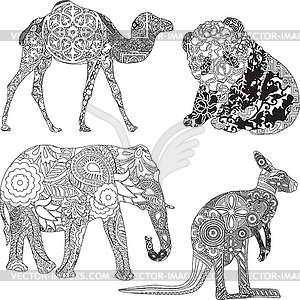 Animals in the ornamentation - vector clipart