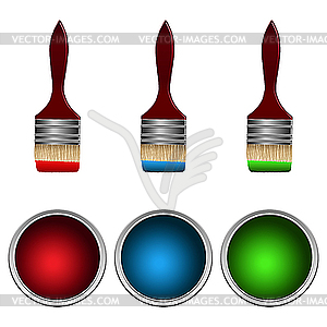 Set of paints and brushes - vector image