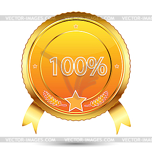 Golden 100 percent original label Royalty Free Vector Image