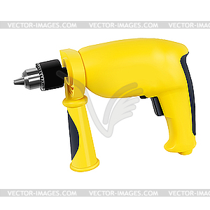 Yellow electric drill - vector image