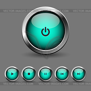 Набор кнопок для медиаплеера - иллюстрация в векторном формате