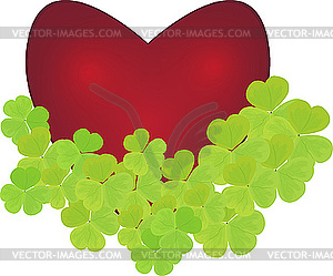 Heart with clover leaves - royalty-free vector clipart