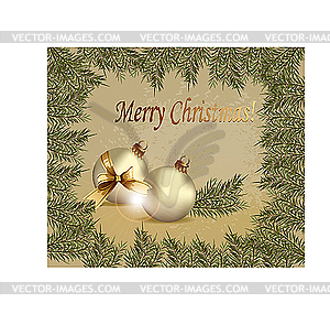 Christmas card with balls - vector clipart