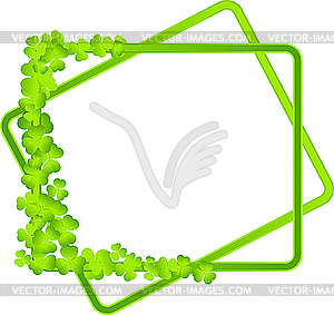 Зеленая рамка с листья клевера - векторное изображение клипарта