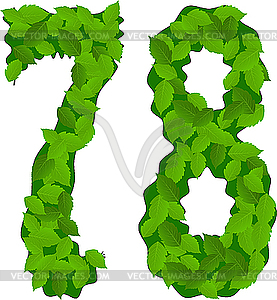 Figures with green leaves - vector image