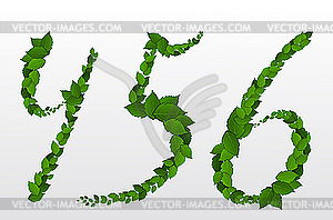 Figures with green leaves - color vector clipart