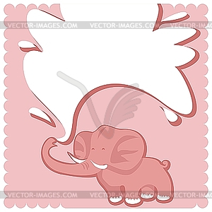 Elephant with water spurt as frame - vector image